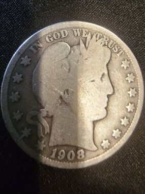 1908 Barber Half DollarMade of 90% silver and 10% copper